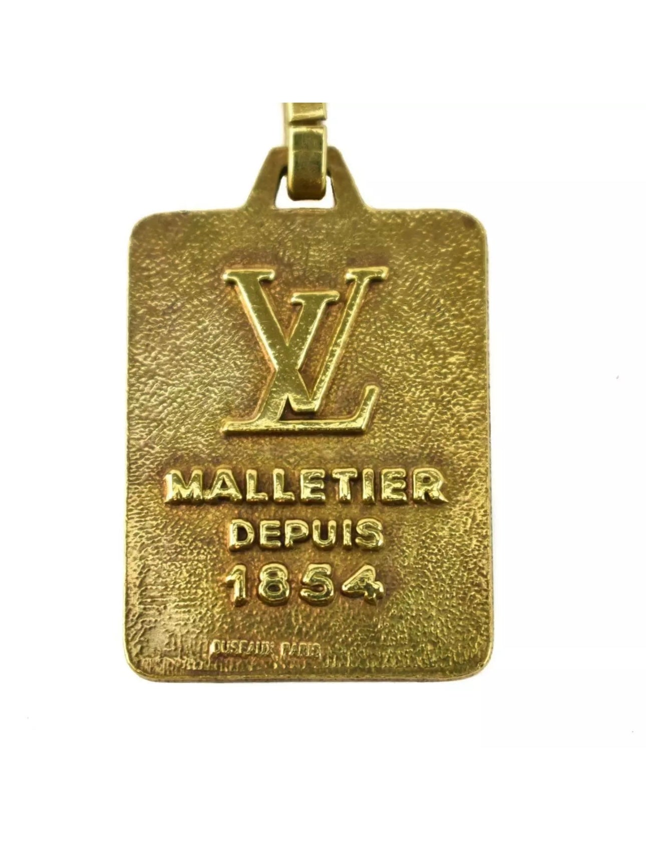 Pre-owned LOUIS VUITTON "Malletier Depuis": Brass, "LV" Logo Key Ring/Chain