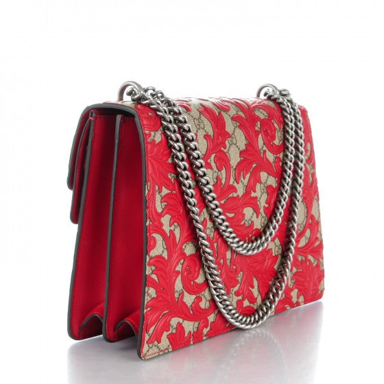 used Gucci® GG Supreme Monogram Arabesque Medium Dionysus Shoulder Bag Hibiscus Red