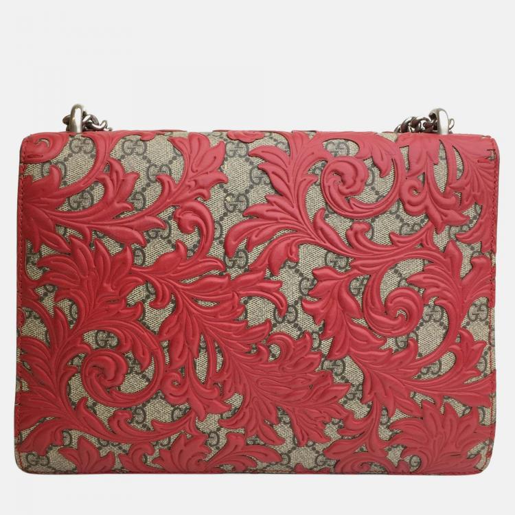 used Gucci® GG Supreme Monogram Arabesque Medium Dionysus Shoulder Bag Hibiscus Red