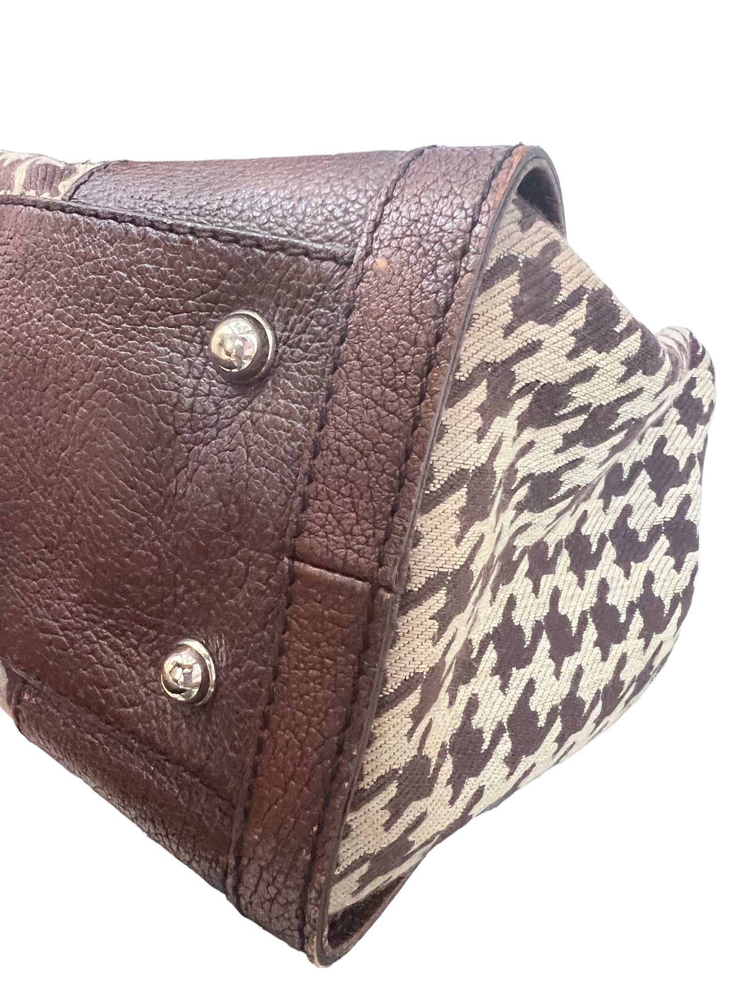 Used Gucci® Joy Boston Houndstooth Fabric 70s Web Brown Shoulder bag weekender Travel
