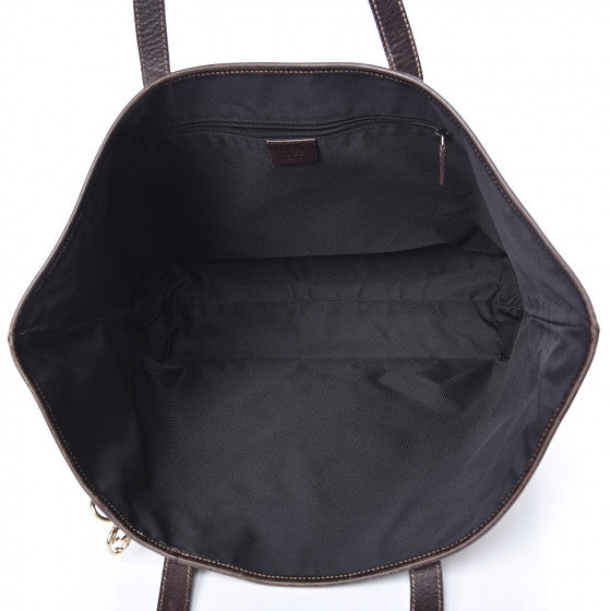Used GUCCI
Canvas Bamboo Horsebit Print Tote Brown