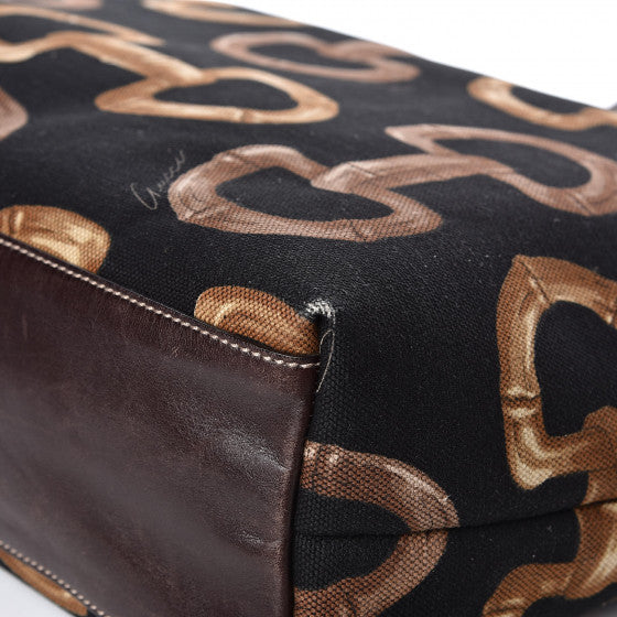 Used GUCCI
Canvas Bamboo Horsebit Print Tote Brown