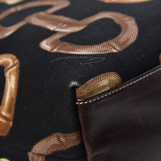 Used GUCCI
Canvas Bamboo Horsebit Print Tote Brown