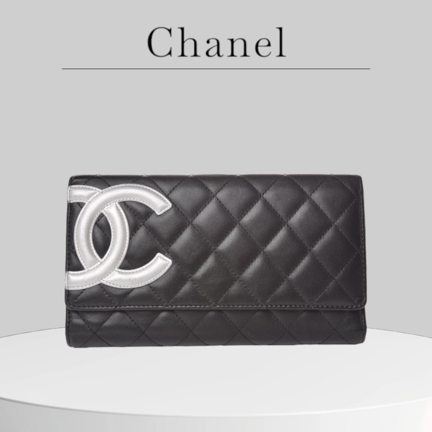 Used CHANEL
Calfskin Quilted Cambon Flap Wallet Black White