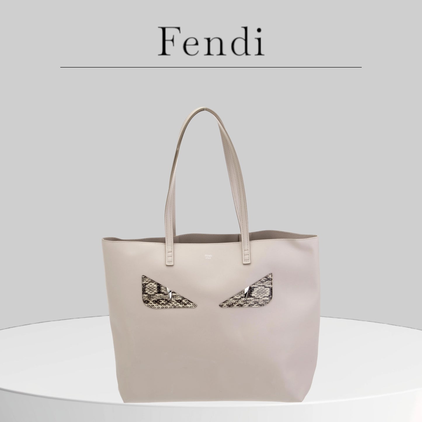 Pre-owned Snakeskin-Trimmed Medium FENDI Monster Leather Tote Bag