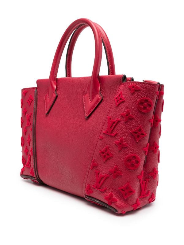 Pre-owned Louis Vuitton W Tote PM Satchel Crossbody Monogram Tuffetage Franboise Red