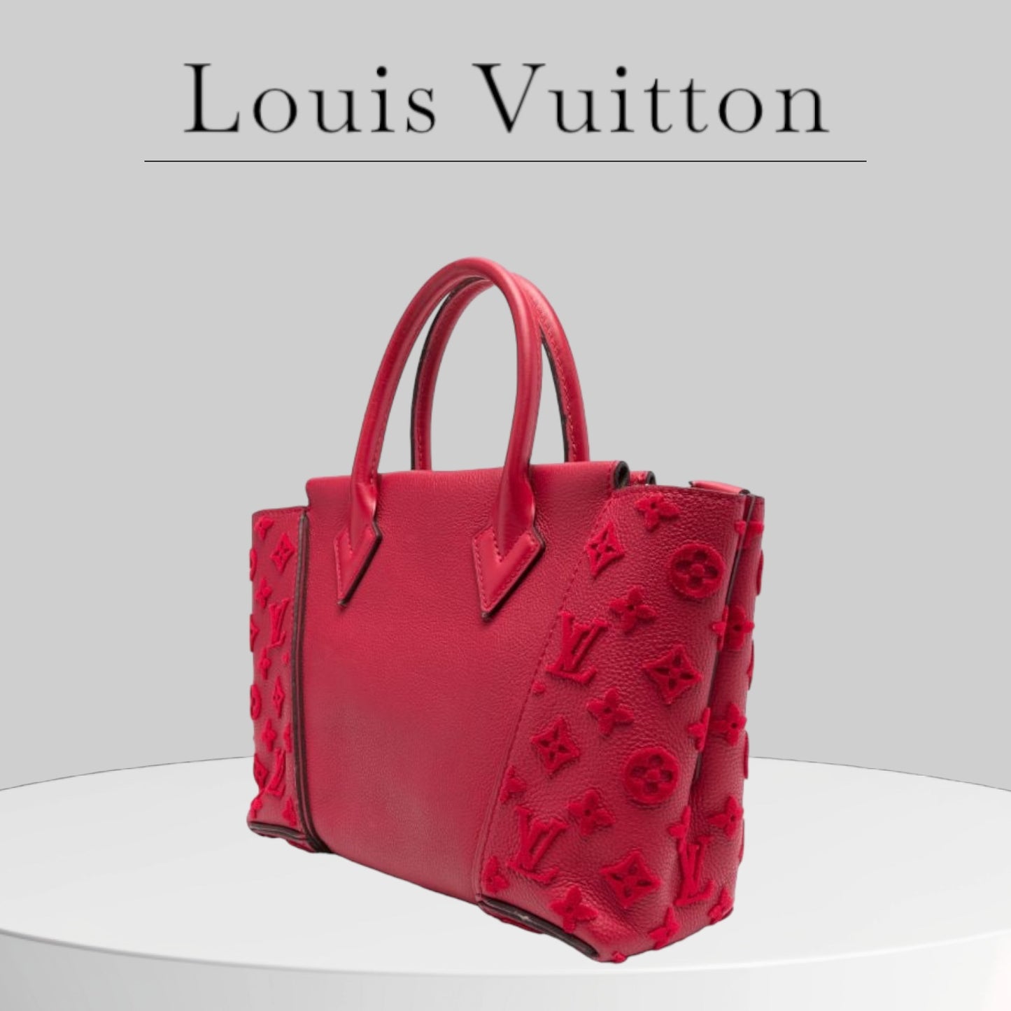 Pre-owned Louis Vuitton W Tote PM Satchel Crossbody Monogram Tuffetage Franboise Red