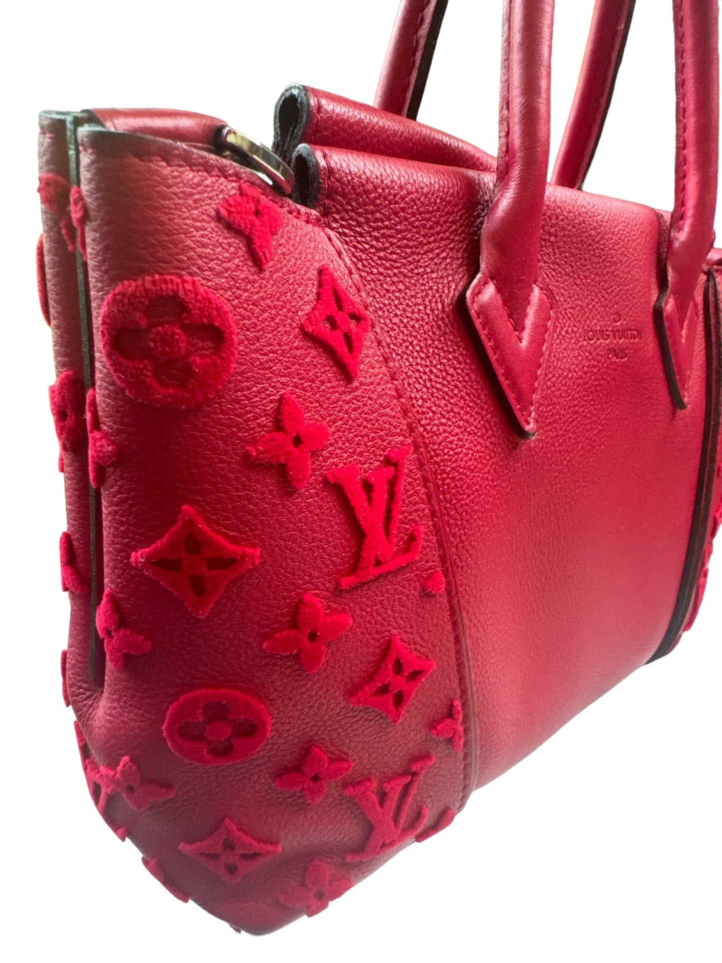 Pre-owned Louis Vuitton W Tote PM Satchel Crossbody Monogram Tuffetage Franboise Red