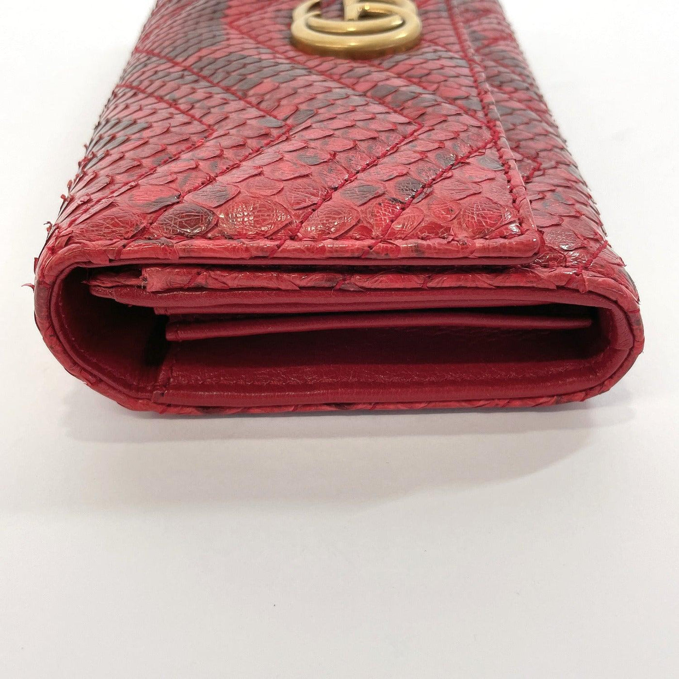 Pre-owned GUCCI PURSE GG MARMONT LEATHER/PYTHON RED WOMEN USED