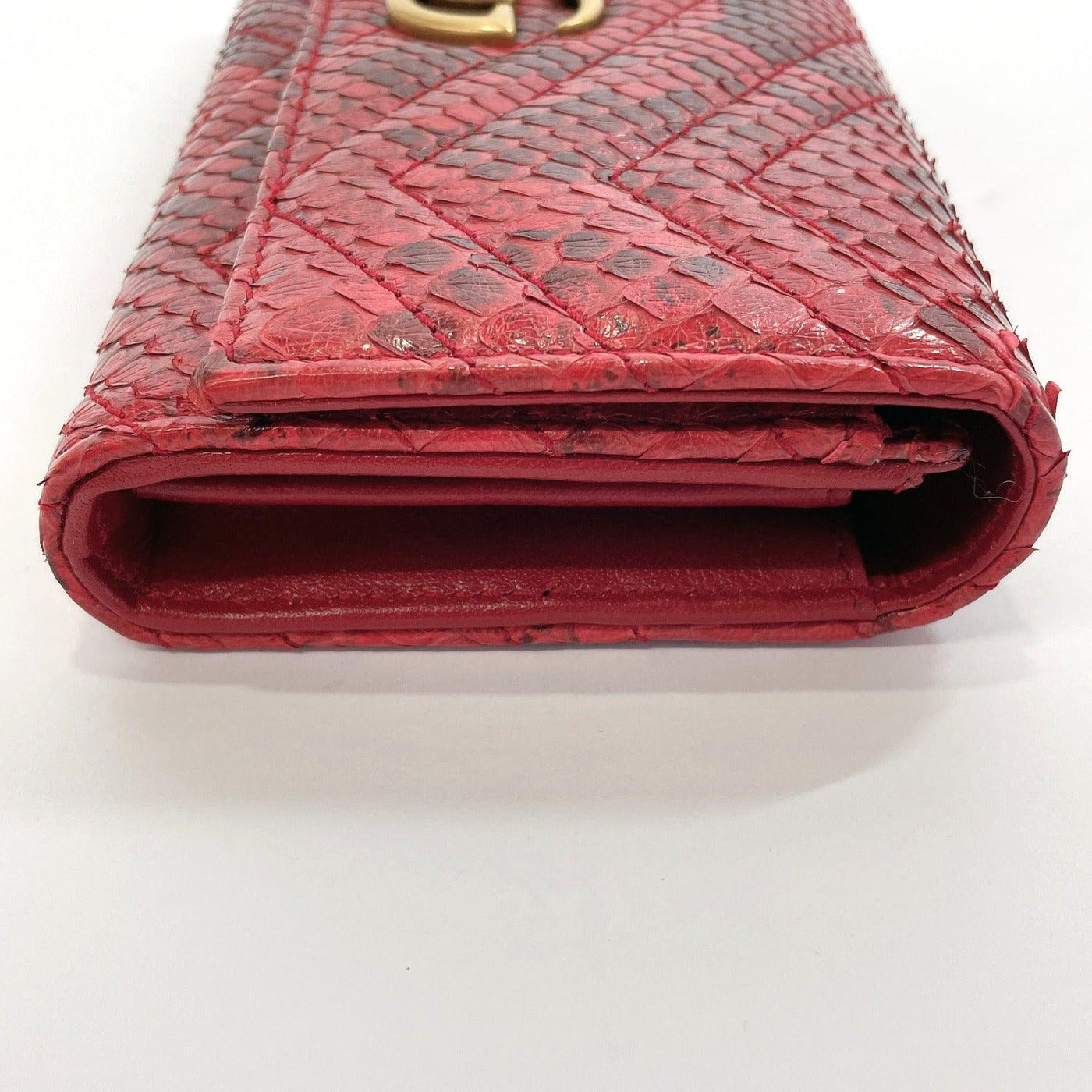 Pre-owned GUCCI PURSE GG MARMONT LEATHER/PYTHON RED WOMEN USED