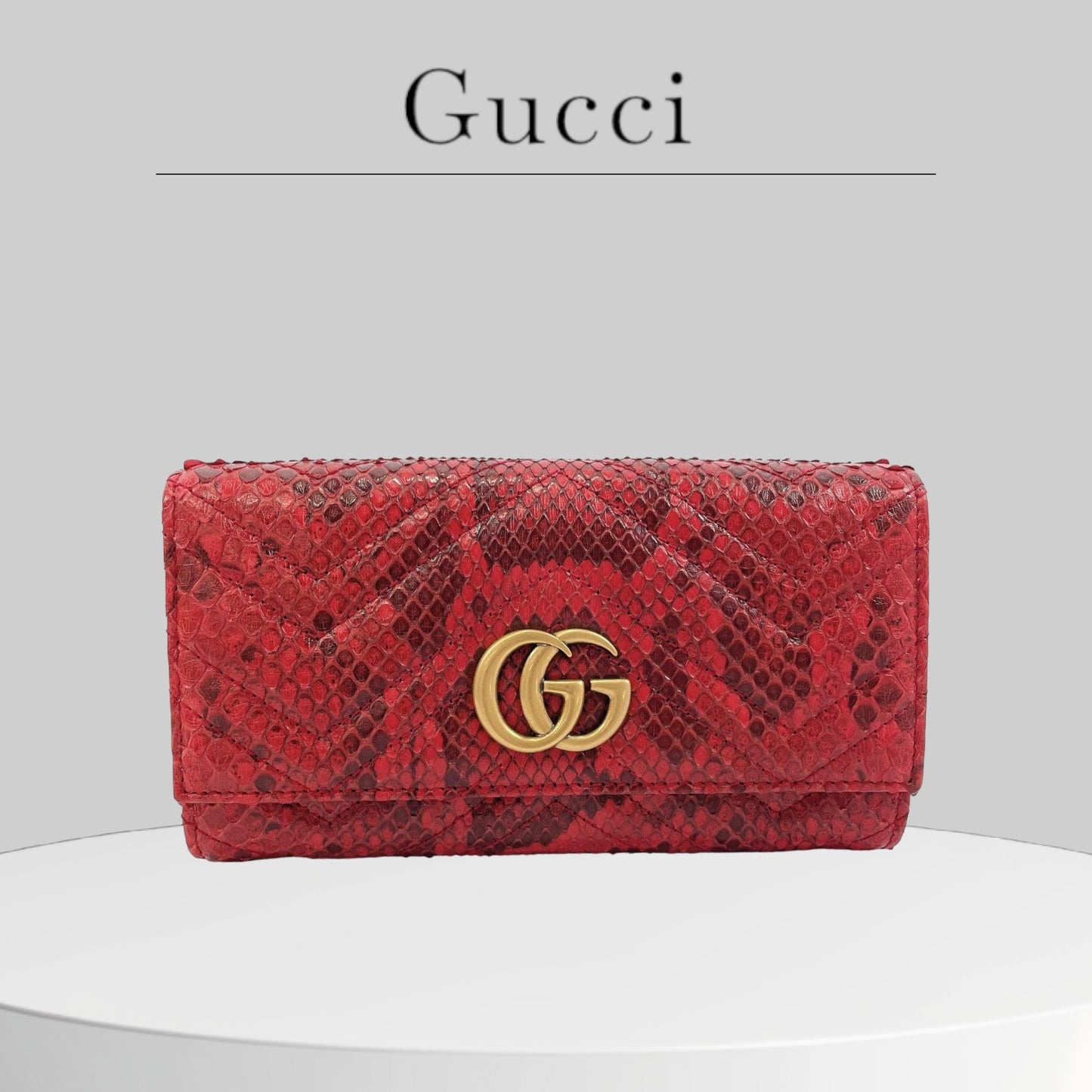 Pre-owned GUCCI PURSE GG MARMONT LEATHER/PYTHON RED WOMEN USED