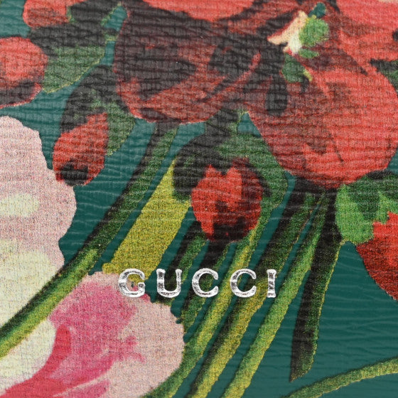 Pre-owned GUCCI
Shangai Calfskin Blooms Print Medium Bamboo Daily Top Handle Bag Clear Bright Emerald Multicolor
