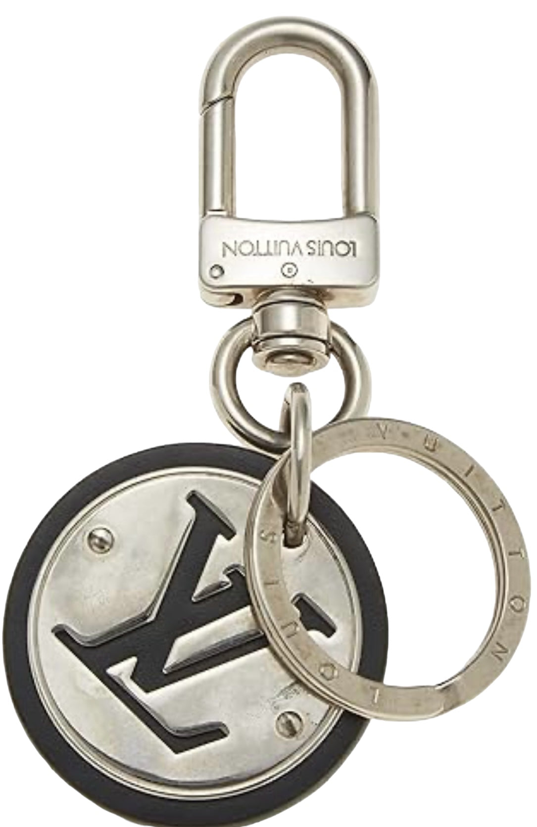 Pre-owned Authentic Louis Vuitton Keychain luxury, Porte Cle Silver, Black