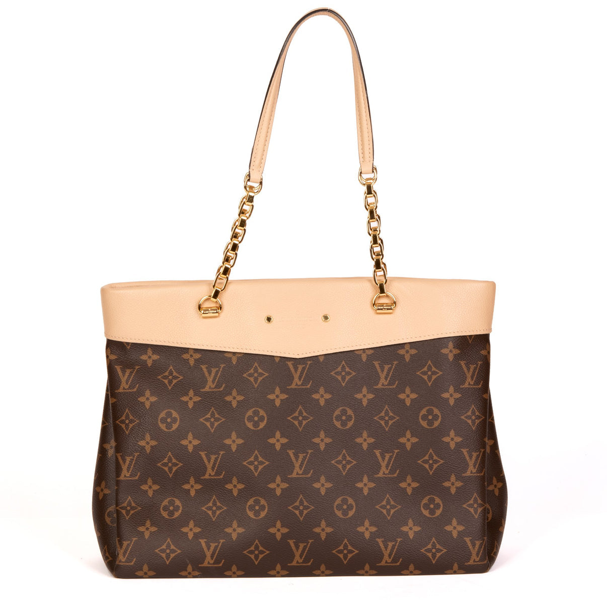 Pre-owned LOUIS VUITTON CANVAS AND CALFSKIN PALLAS SHOPPER TOTE MONOGRAM