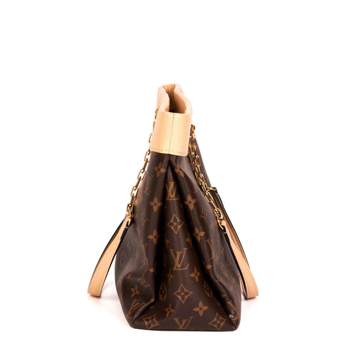 Pre-owned LOUIS VUITTON CANVAS AND CALFSKIN PALLAS SHOPPER TOTE MONOGRAM