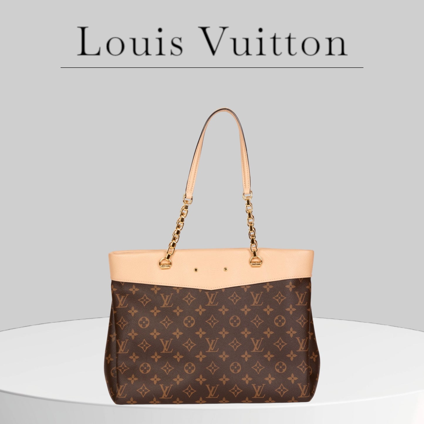 Pre-owned LOUIS VUITTON CANVAS AND CALFSKIN PALLAS SHOPPER TOTE MONOGRAM
