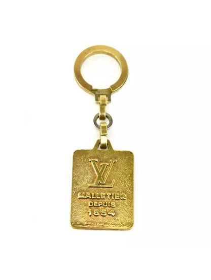 Pre-owned LOUIS VUITTON "Malletier Depuis": Brass, "LV" Logo Key Ring/Chain