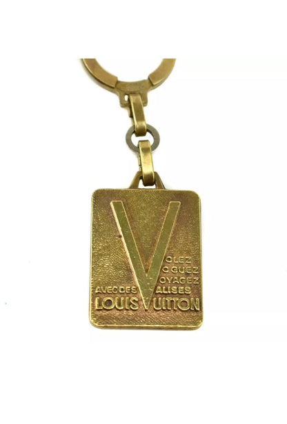 Pre-owned LOUIS VUITTON "Malletier Depuis": Brass, "LV" Logo Key Ring/Chain