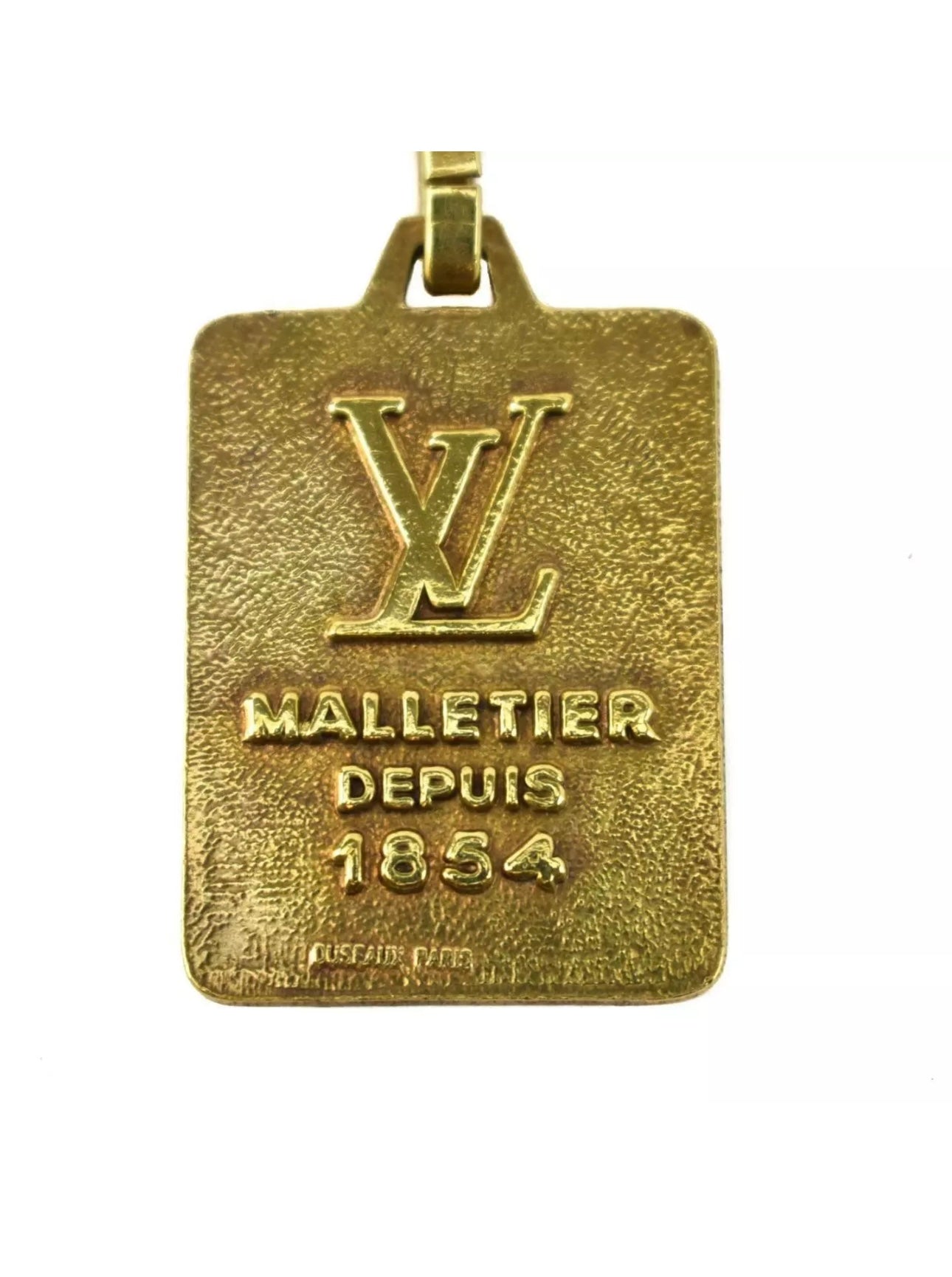 Pre-owned LOUIS VUITTON "Malletier Depuis": Brass, "LV" Logo Key Ring/Chain