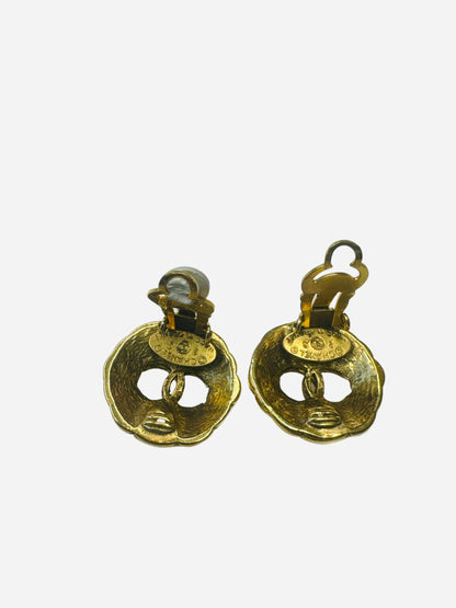 Used CHANEL COCO Mark Earring vintage Plated Gold 15.0g Women