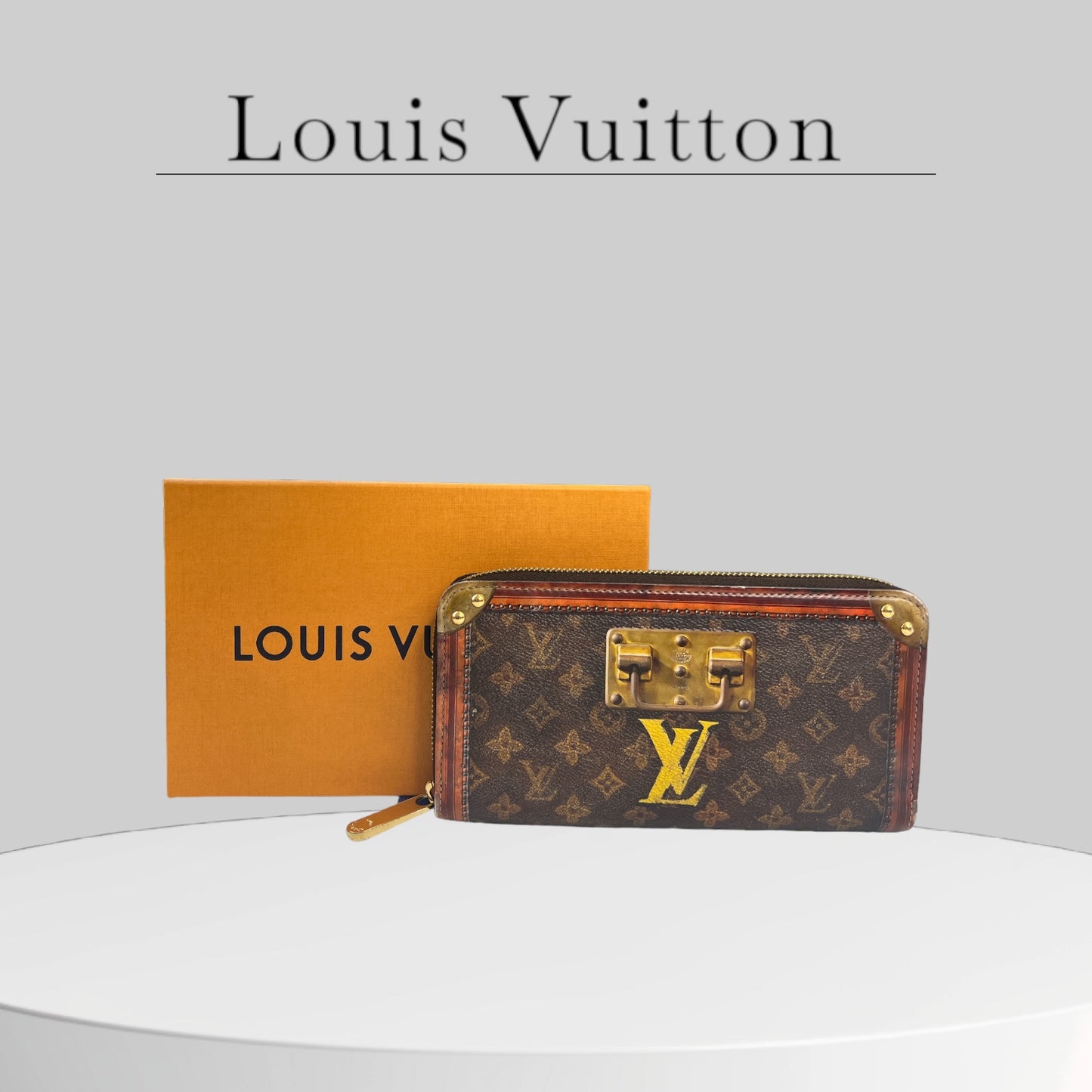 Used Louis Vuitton Zippy Wallet Trunk Time Transford Monogram Long  Canvas Leather Brown Round Zipper Zip