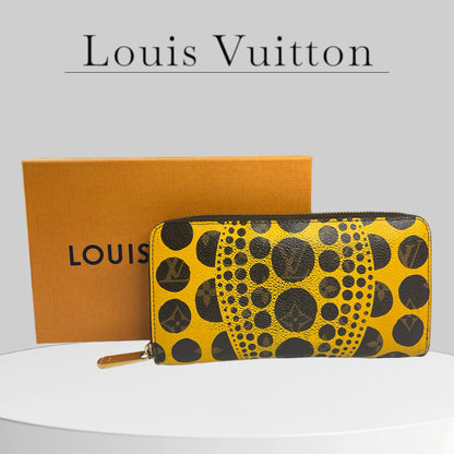 Used Auth LOUIS VUITTON Yayoi Kusama monogramu Pumpkin dot long wallet