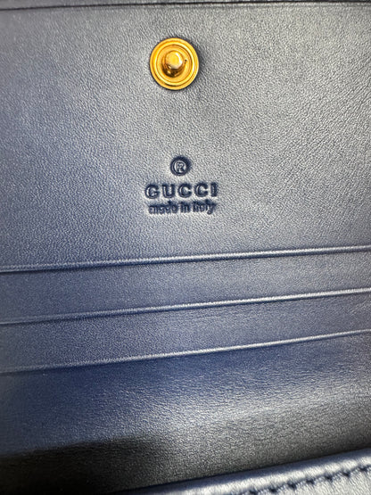 Used GUCCI GG Marmont Blue Denim - Bifold Wallet