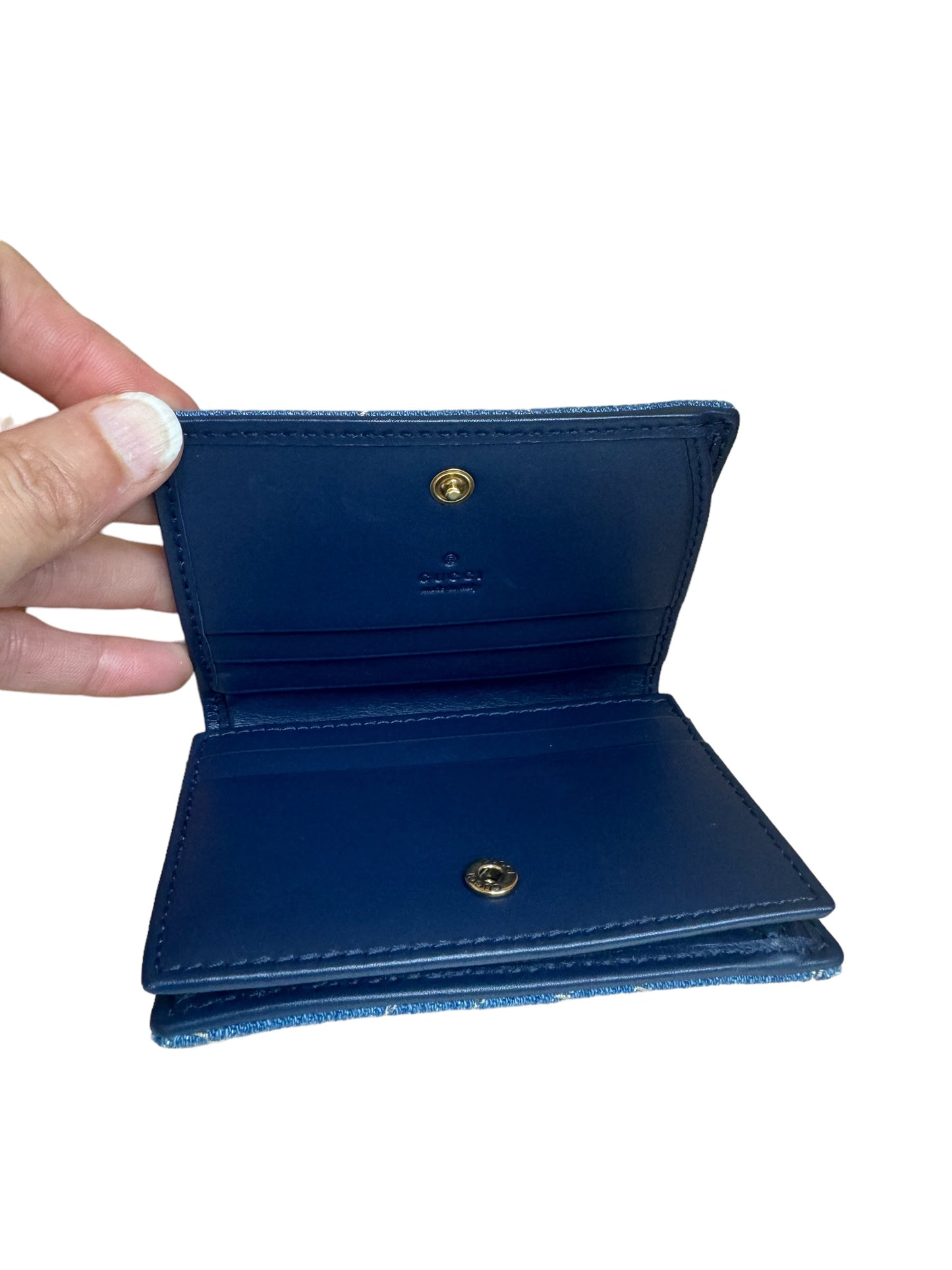 Used GUCCI GG Marmont Blue Denim - Bifold Wallet