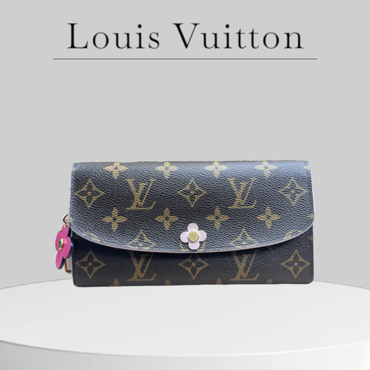 Used Louis Vuitton Authentic Monogram Bloom Flower Emilie Wallet Fuchsia