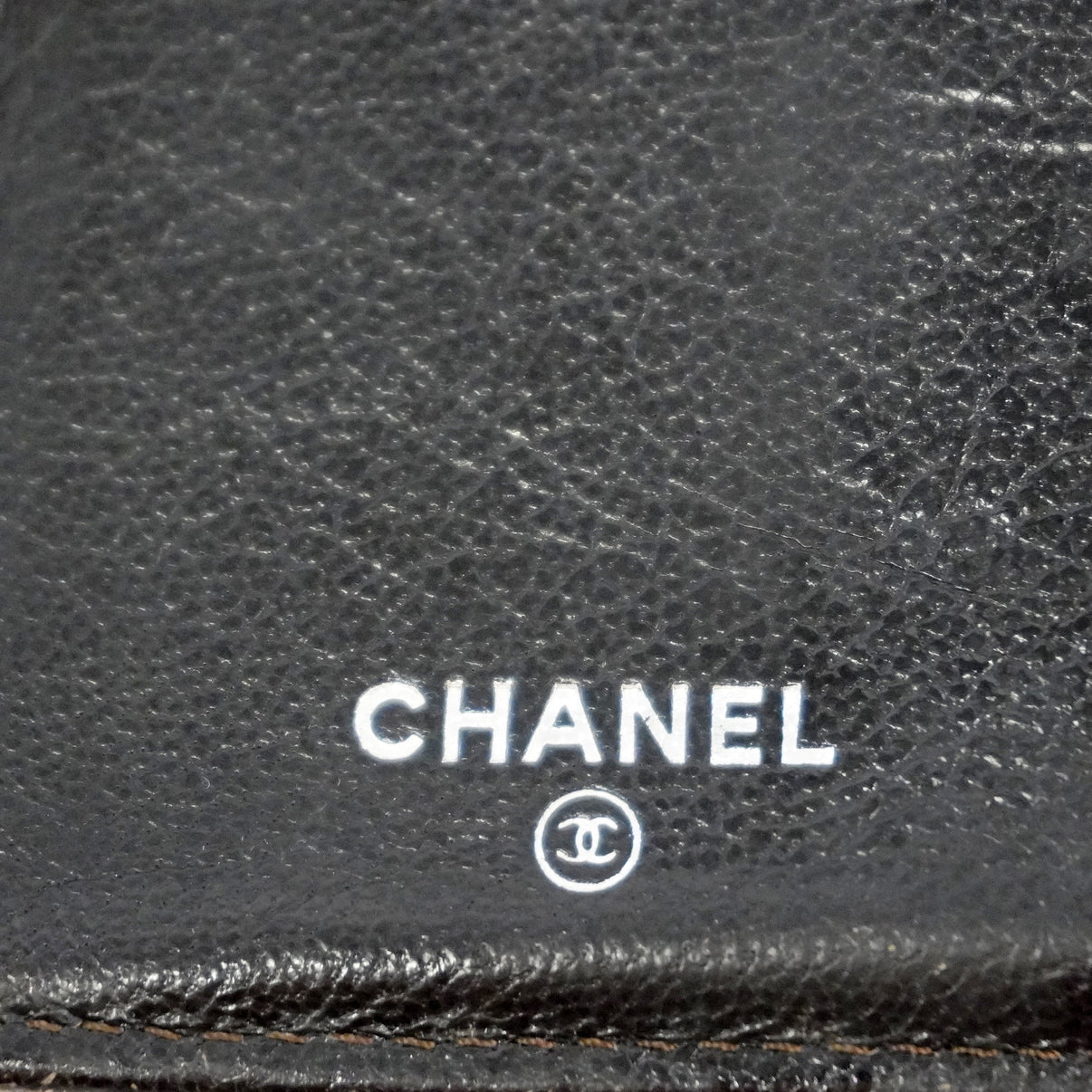 Used Chanel tri-fold long wallet bicolore leather black/gold silver Metal