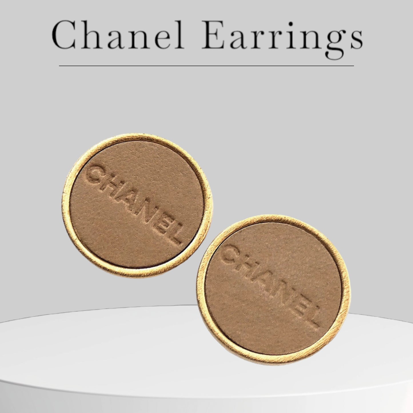 Used Chanel Earrings Circle GP Plated
Leather Gold Beige