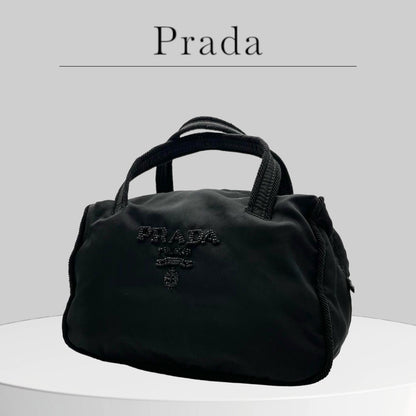 Used Vintage prada black beaded handbag