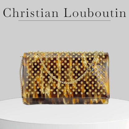 Used Christian Louboutin Gold Stud Clutch Bag