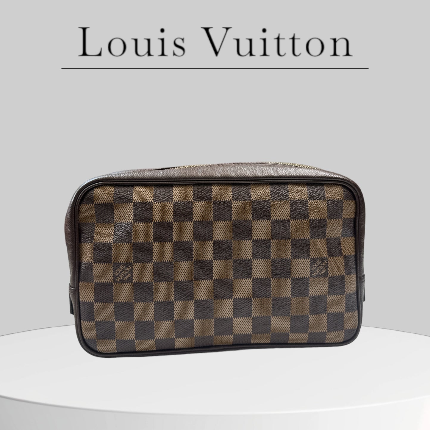 Used Louis Vuitton Damier Trousse Toilette Leather Brown Pouch