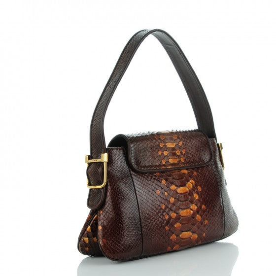 Pre-owned GUCCI 
Python 1973 Shoulder Bag Brown Gold