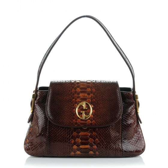 Pre-owned GUCCI 
Python 1973 Shoulder Bag Brown Gold