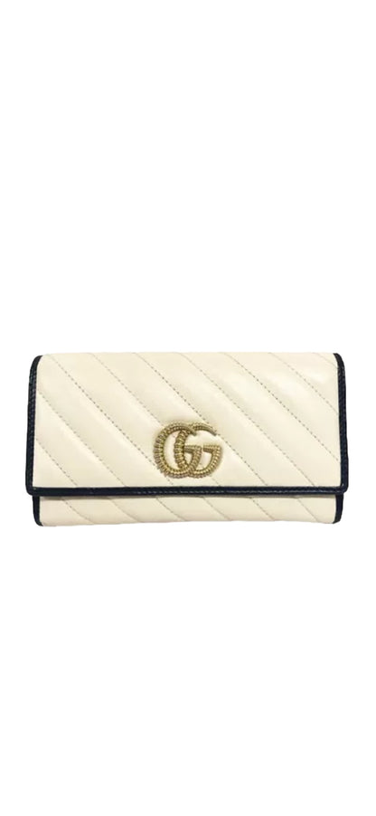 Pre-owned excellent condition A+ Gucci Long Wallet Gg Marmont Continental Quilted Leather