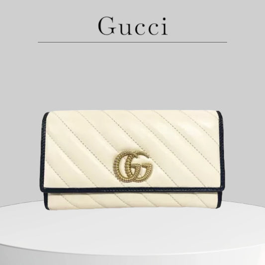 Pre-owned excellent condition A+ Gucci Long Wallet Gg Marmont Continental Quilted Leather