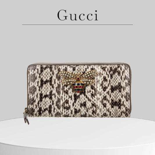 Pre-owned excellent condition A+ Gucci Snake Skin Queen Margaret Zip Around Wallet