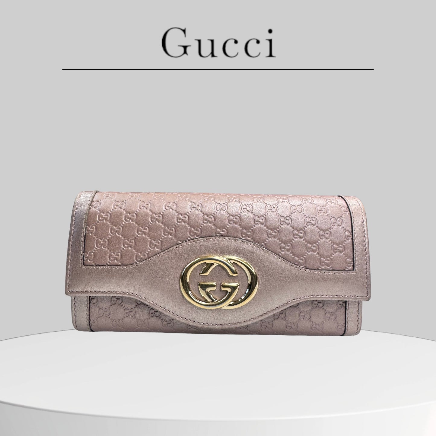 Used excellent condition A+ GUCCI 
Metallic Soft Microguccissima Sukey Continental Wallet Dark Cipria